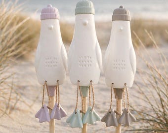 Geschenkidee Möwe Gartenstecker STL | Maritime Küstendeko für den Garten | 3D Druck Datei mit baumelnden Füßen | Gartenfackel Nordic Coast