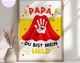 Father's Day Handprint Gift Dad Print DIY Birthday Keepsake Toddler Download Digital A4 A3 Hero