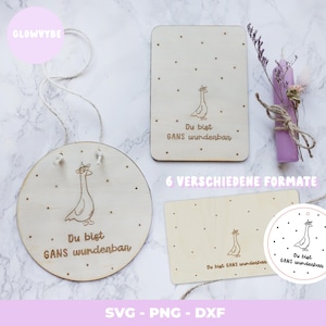 XL Laserbestand Gans Kinderen Teken Wenskaart Rond Vierkant Plotter DIY Hanger SVG png Commerciële licentie Lasercut Geschenk Hout - 6 Formaten