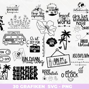 Niemiecki pakiet podróżny, wakacje, podróże, SVG, plik plotera, wakacje, naklejka na Instagram, PNG, Cricut, wakacje