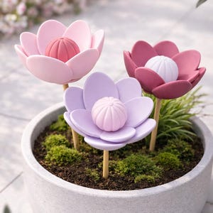 Idea de regalo para mamá: Estaca de jardín con forma de flor (archivo para impresión 3D) | Decoración primaveral STL 3MF | Regalo del Día de la Madre para la abuela | Estaca con forma de flor STL