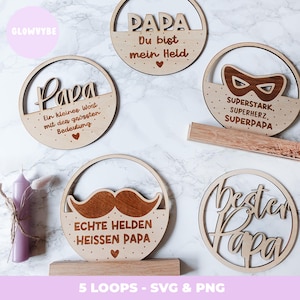 Arquivo de letras a laser SVG para o Dia dos Pais, melhor arquivo de bloco de loop para pai, presente PNG incl. licença comercial