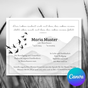 Jornal de aviso de funeral e convite de funeral, modelo editável Canva, personalizável, aviso de falecimento, GLOWVYBE