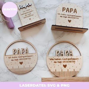 Vatertag SVG Laserdatei Schriftzug bester Papa Messlatte großartig Loop Klötzchendatei Geschenk PNG inkl. Gewerbelizenz