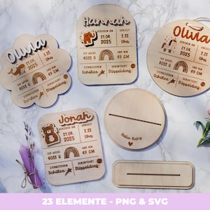 Póster de nacimiento SVG Regalo de nacimiento Datos de nacimiento Png Recuerdo Trazador Nombre de archivo Póster Regalo de bautismo Tablero de nacimiento Licencia comercial Archivo láser XL