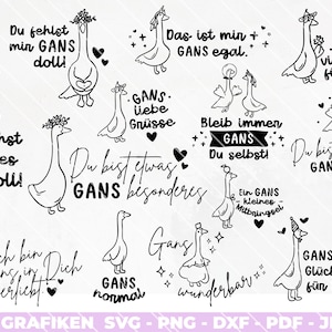 Deutsche Gans Sprüche Liebe Für Dich Vermissen Geschenk Einhorn  Svg Png DXF PDF Laserdatei Plotterbundle Schenken