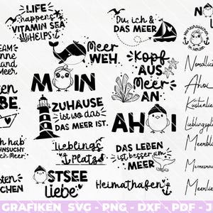 Maritim nordisch SVG, Plotterdatei, Laserdatei, PNG, Sprüche, Deutsch, Moin, Ahoi, Nordsee, Ostsee
