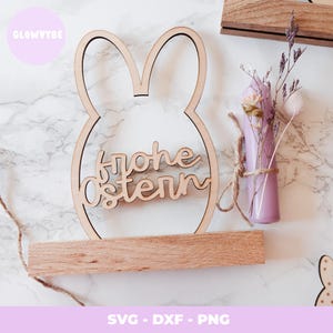 SVG Ostern Deko Laserdatei Schriftzug frohe Ostern Osterhase Hase PNG inkl. Gewerbelizenz