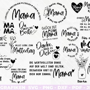 Muttertag Plotterbundle Mama Sprüche deutsch Liebe SVG Laserdatei Lasercut Geschenk DIY