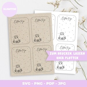 Print template Easter template gift card gift wrapping Easter bunny PDF PNG to go print plotter laser SVG download gift idea