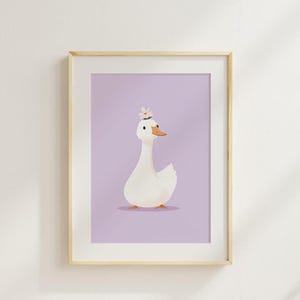 Goose wall mural cute goose poster nursery decoration farm animal printable nursery illustration, goose nursery PDF JPG goose flower