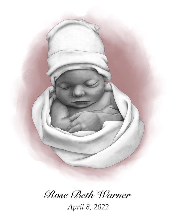 Infant Loss ~ Stillborn Hand-drawn Memorial Sketch {digital File