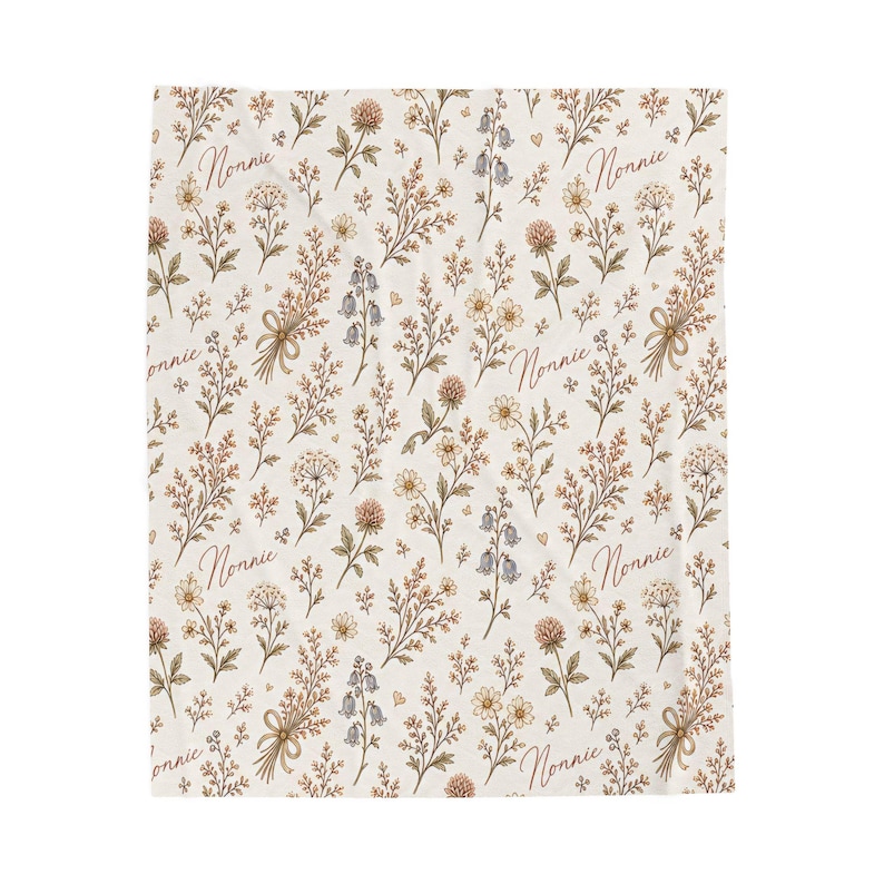 Nana Grandma Gigi Nonnie Floral Velveteen Plush Blanket - Cozy Gift Throw image 4