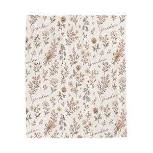 Nana Grandma Gigi Nonnie Floral Velveteen Plush Blanket - Cozy Gift Throw image 3