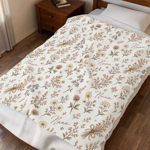 Nana Grandma Gigi Nonnie Floral Velveteen Plush Blanket - Cozy Gift Throw image 7