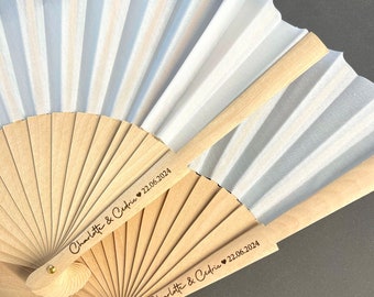 Personalized fan - wedding fan - detail for guests - wooden fan - original gift - personalized gift - bride and groom