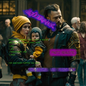 Futuristic Cyberpunk Character Portrait - High-Quality Digital Download in png, jpg, pdf, transparent formats