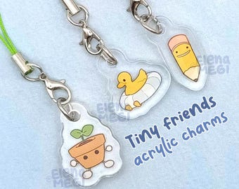 Plant , Pencil and Duck - acrylic charms