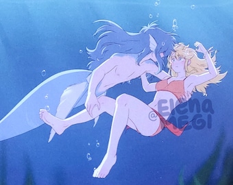 A5 PRINT - Mermaid - merman OC