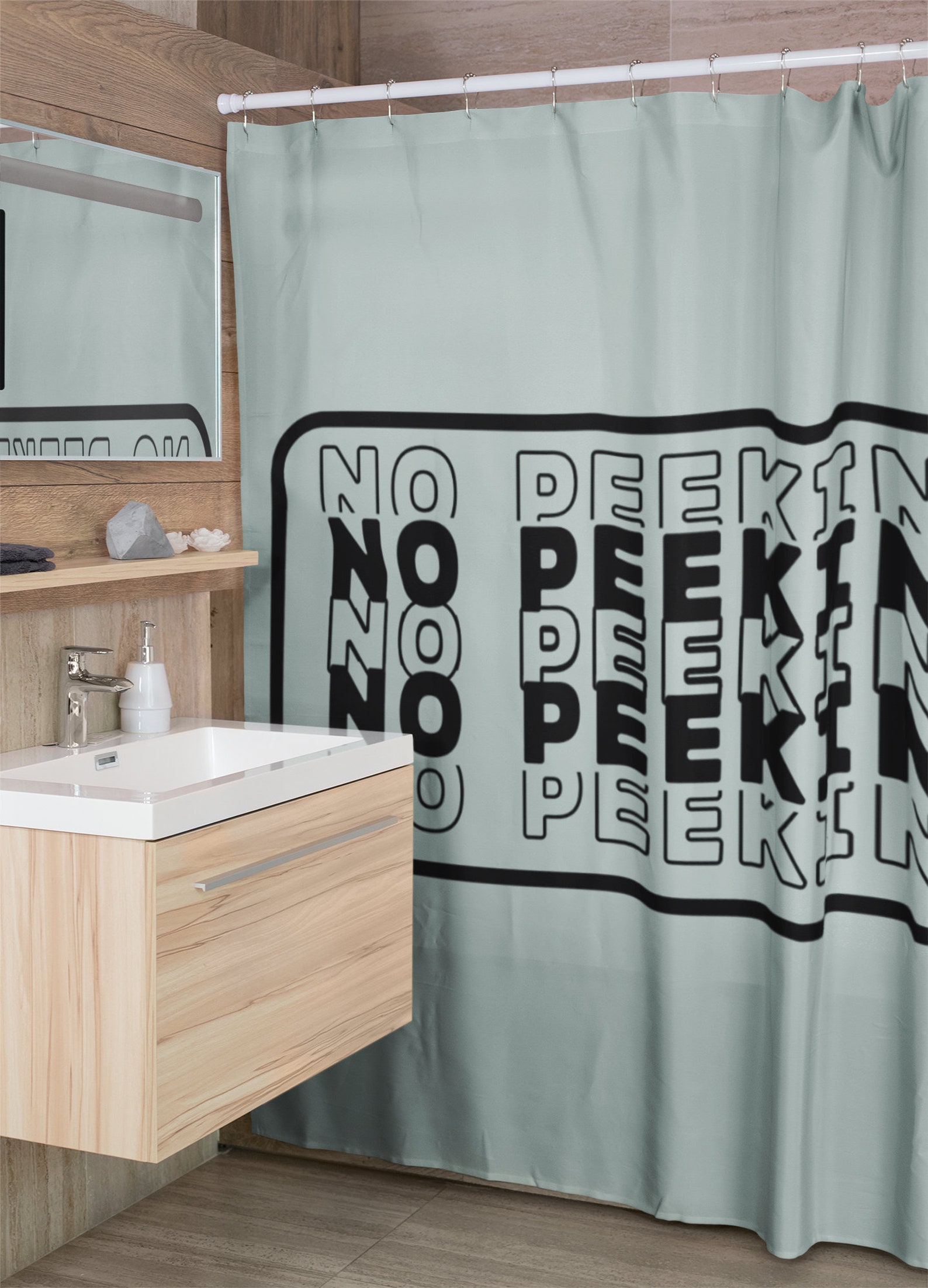 Funny Shower Curtain for Bathroom, No Peeking Hilarious Fabric Shower