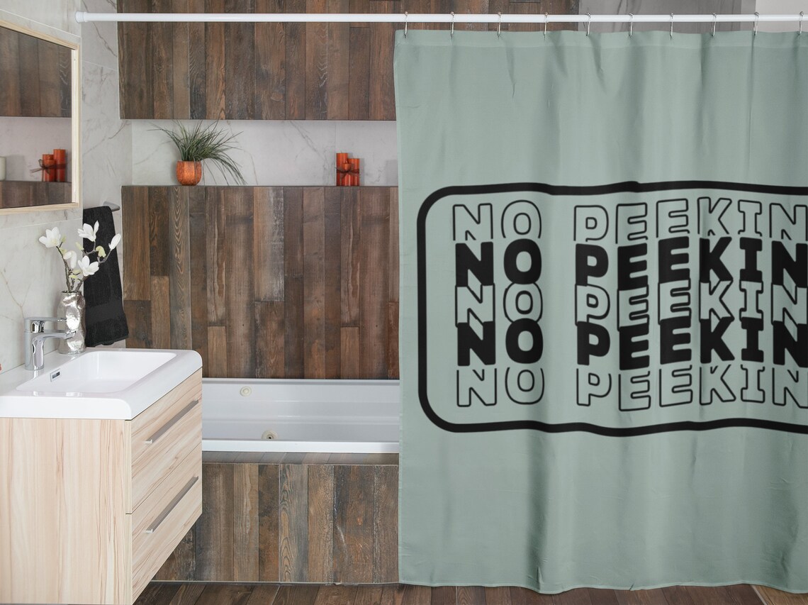 Funny Shower Curtain for Bathroom, No Peeking Hilarious Fabric Shower