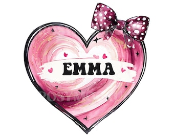 Watercolor Heart Clipart | Custom Name Valentine’s Day PNG | Cute Digital Download | Valentine's Day Clipart | Love Clipart