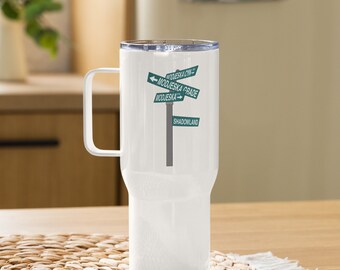 Caneca de viagem com placa de rua Modjeska com alça