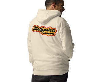 Moletom com capuz unissex com logotipo dos anos 70 da Modjeska (apenas estampa nas costas)