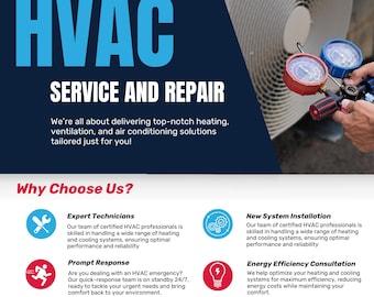 Modèle de flyer de services aux entreprises de CVC – Design CANVA personnalisable et prêt à imprimer