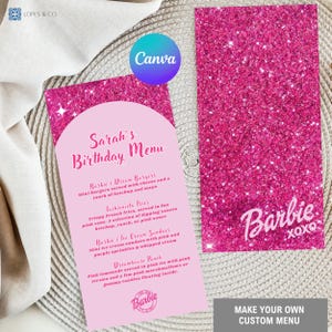Barbie Benutzerdefinierte Menü Barbi Party Dekoration Menü Puppe Thema Party Barb Geburtstagsmenü Party Girl Pink Party Doll Party Artikel