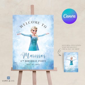 „Frozen“ Willkommensschild Disney Frozen Movie Party Beschilderung Elsa Poster „Frozen Banner Girl Birthday Party Frozen Birthday Girlande Gefroren der Film“.