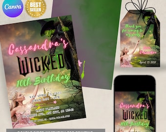 Editable Wicked Invite, Wicked Birthday Invitation, Wicked Invitation, Wicked Party Invite, Wicked Movie Invite
