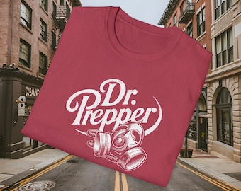 Camiseta con máscara de gas del Dr. Prepper / Camiseta prepper estilo retro