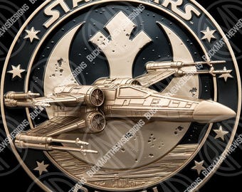 Mapa de profundidad de la moneda de Star Wars X-Wing, grabado láser (archivo digital)