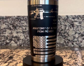 Vaso de 20 oz grabado con láser Anatomía de Pew Pew