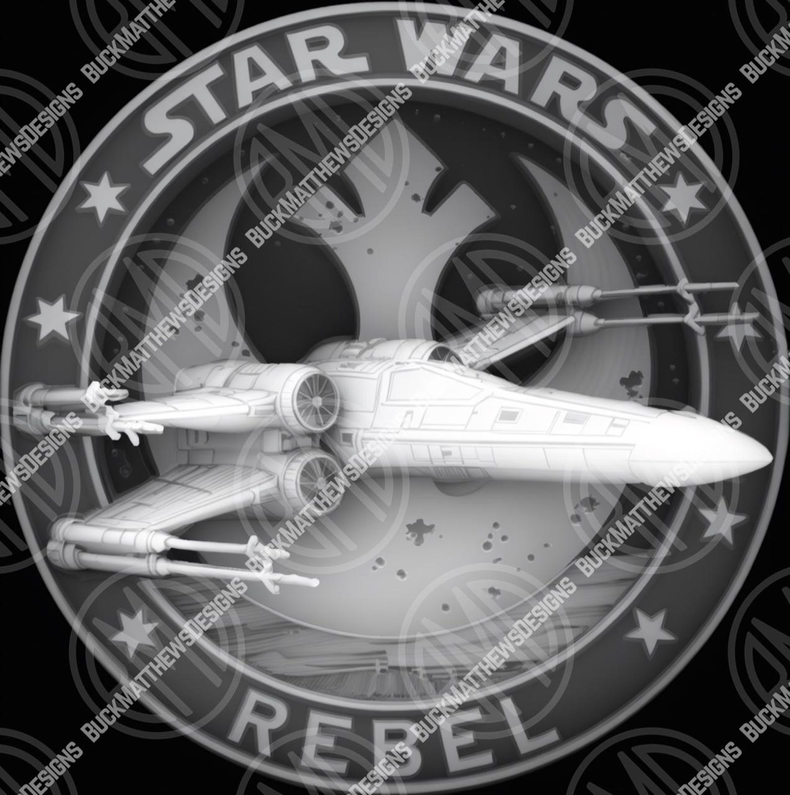 Star Wars X-wing Coin Depth Map, Laser Engraving (digital File) - Etsy