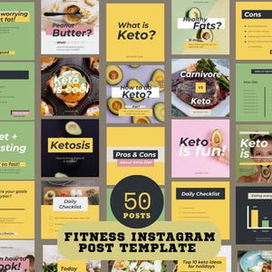 50 Fitness Instagram Post Templates | Editable Canva Designs | Social Media Templates | Fitness Social Media Pack | Instagram Post Templates