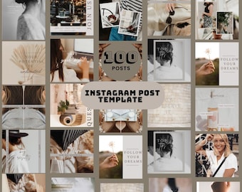 100 Instagram Post Template |Editable Canva Templates for Social Media | Social Media Template | Aesthetic Story Template | Mrr Social Media