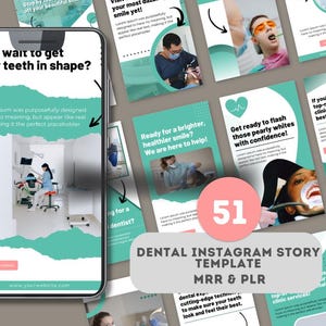51 Dental Instagram Story Templates | Editable Canva Designs for Dentists | Mrr Social Media | Social Media Template |