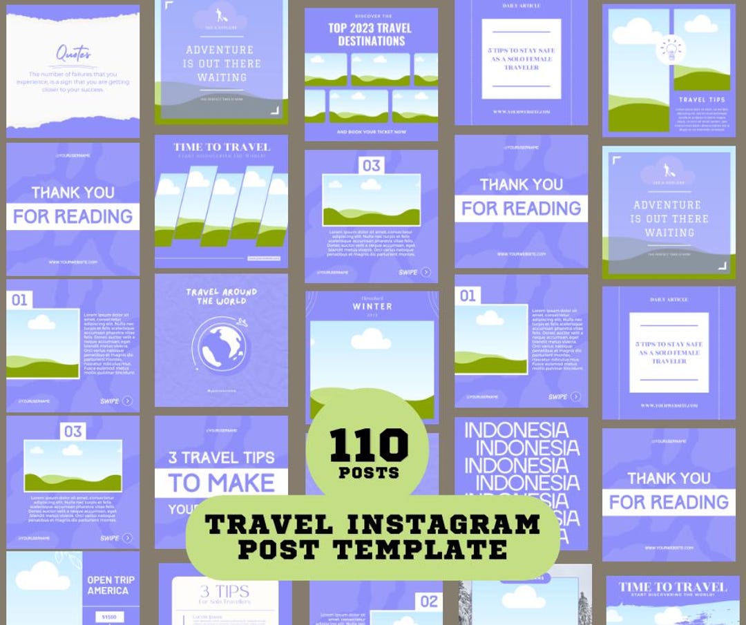 110 Travel Instagram Post Template | Canva Travel Templates | Editable ...