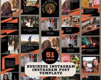 51 plantillas de publicaciones comerciales / Plantillas de Canva editables / Plantillas de publicaciones comerciales personalizables / Kit de Instagram y redes sociales / Mrr Social Media