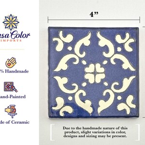Decorative Talavera Tile, Azul Mar, Mediterranean style 4X4