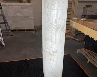 Super Tall White Nacar Onyx Glossy Finished Tower 51"x12"