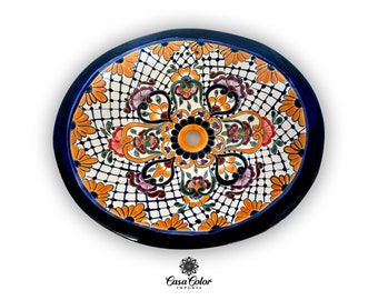 Mexican Talavera Sink Oval Drop In Handcrafted Ceramic - LM5 - - Canada