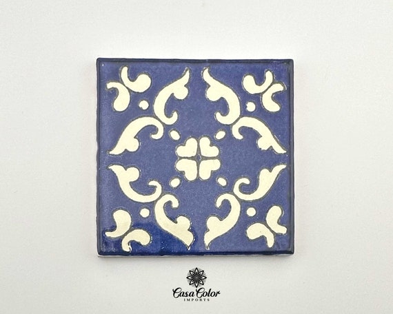 25 Decorative Talavera Tile, Azul Mar, Mediterranean style 4X4