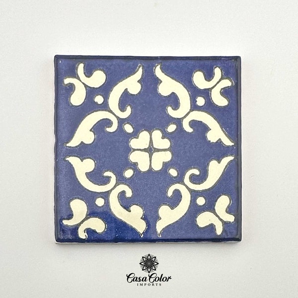 25 Decorative Talavera Tile, Azul Mar, Mediterranean style 4X4