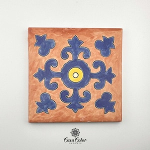 Azul Handmade Mexican Talavera tiles. 6x6 Matte finish. Can be used as Drink Coasters FREE SHIPPING