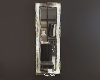Large Onyx Frame LED Backlit Mirror: Caramel & White