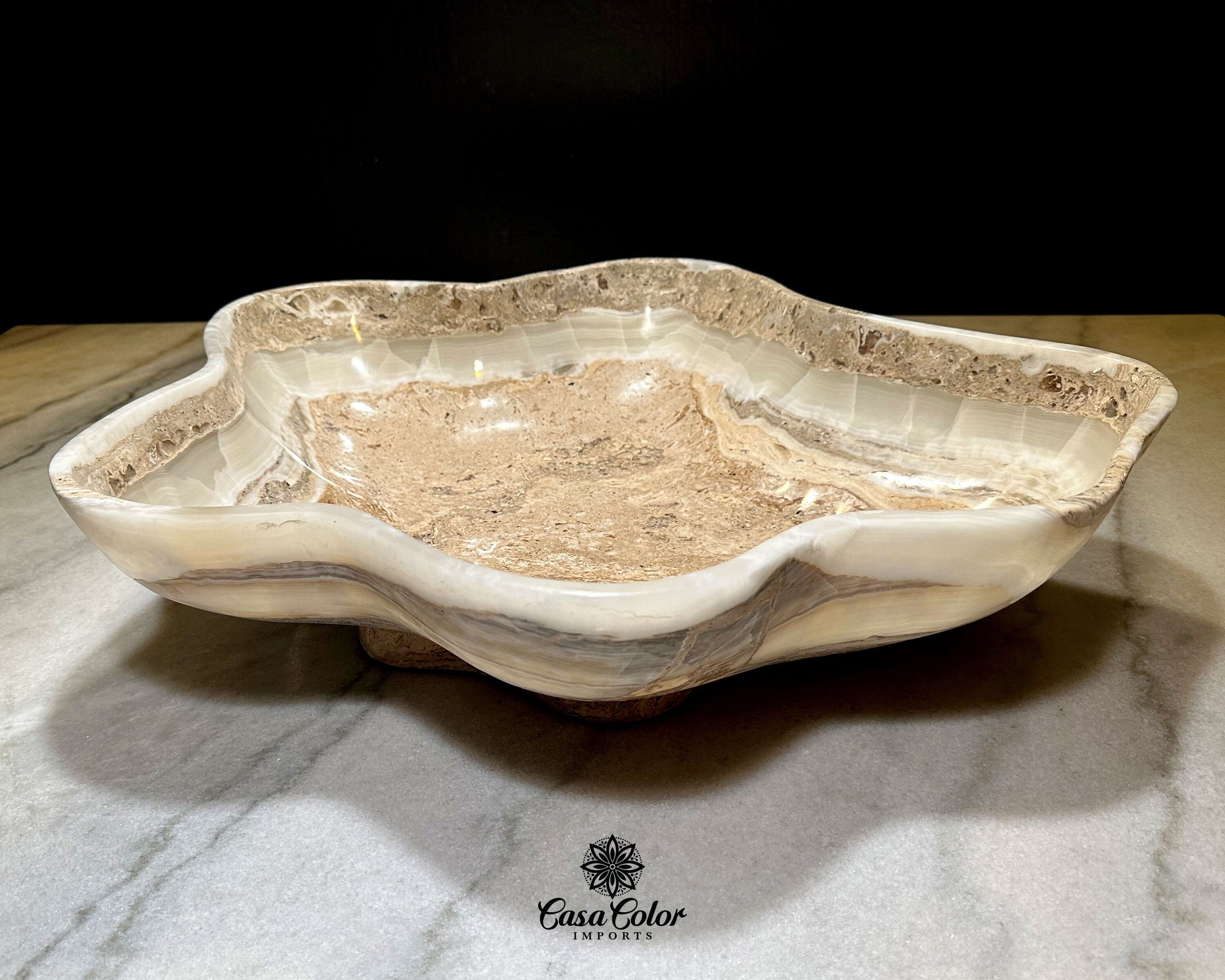 Extra Large White Onyx Centerpiece Bowl. Dining Room Essential, Fruit