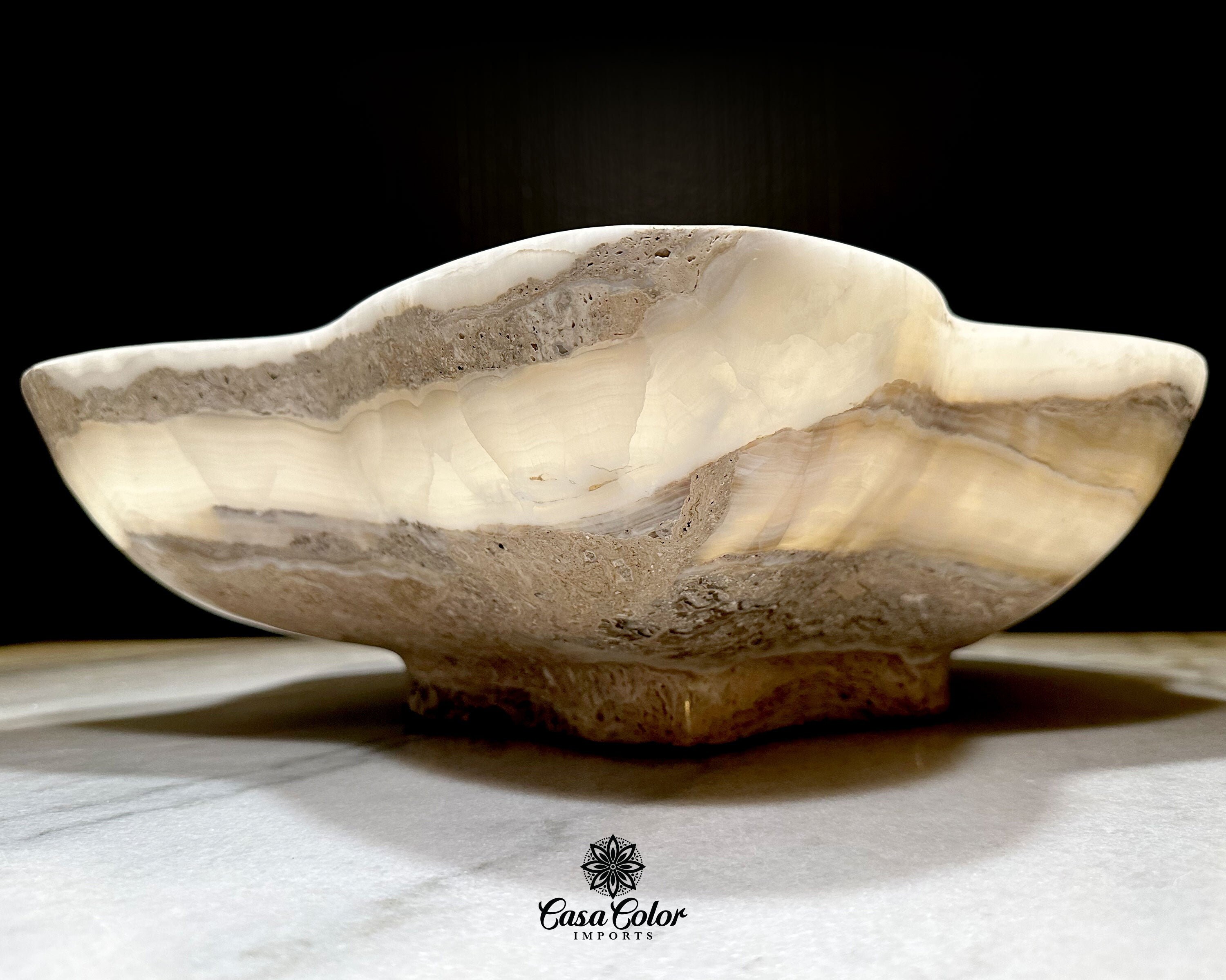 Extra Large White Onyx Centerpiece Bowl. Dining Room Essential, Fruit